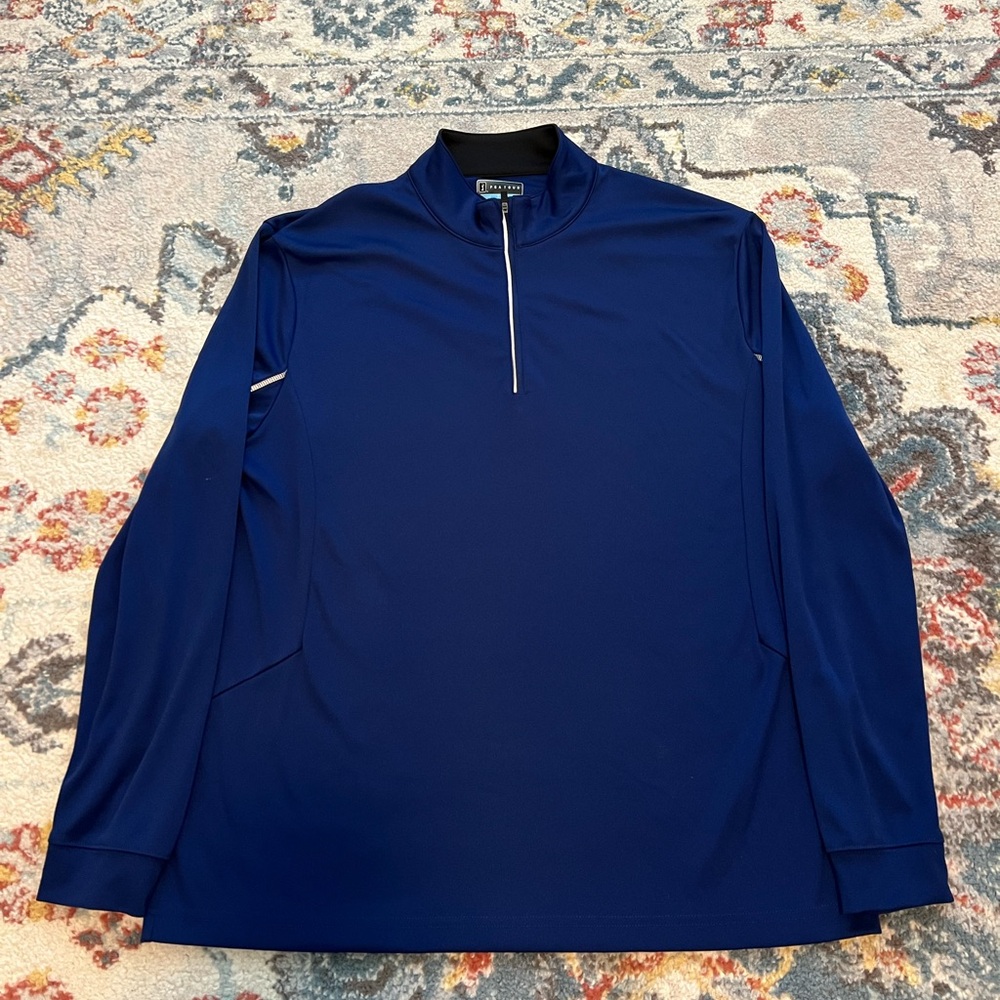 PGA TOUR Men's Blue Thermal Flux Quarter-Zip Golf Pullover